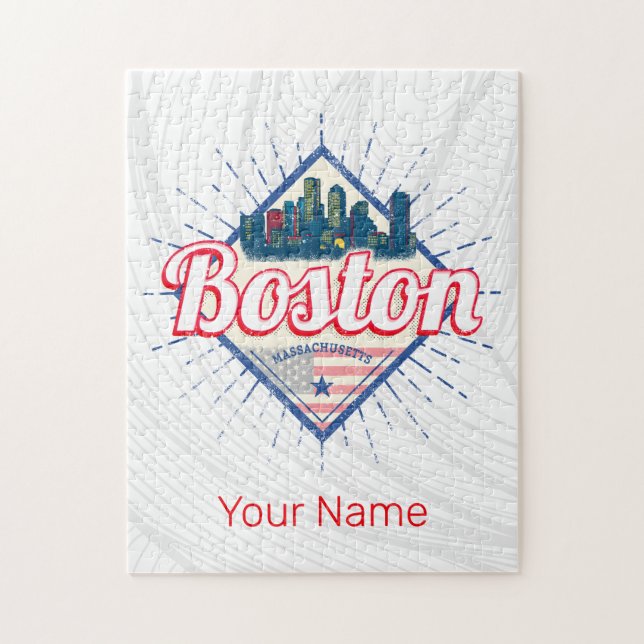 Boston Massachusetts United Staaten Vintag USA Puzzle (Vertikal)