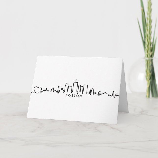 BOSTON Massachusetts USA City Skyline Silhouette Karte (Vorderseite)