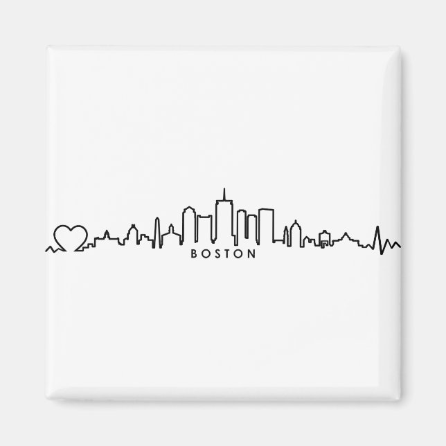 BOSTON Massachusetts USA City Skyline Silhouette Magnet (Vorne)