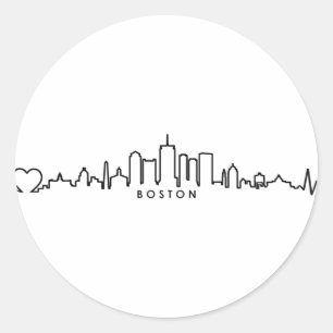 BOSTON Massachusetts USA City Skyline Silhouette Runder Aufkleber