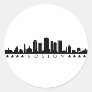 BOSTON Massachusetts USA City Skyline Silhouette Runder Aufkleber