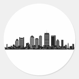 BOSTON Massachusetts USA City Skyline Silhouette Runder Aufkleber