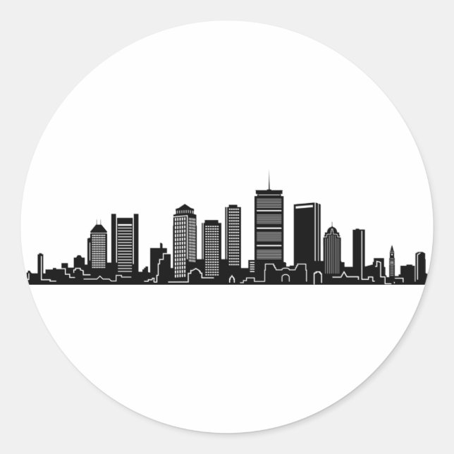 BOSTON Massachusetts USA City Skyline Silhouette Runder Aufkleber (Vorderseite)
