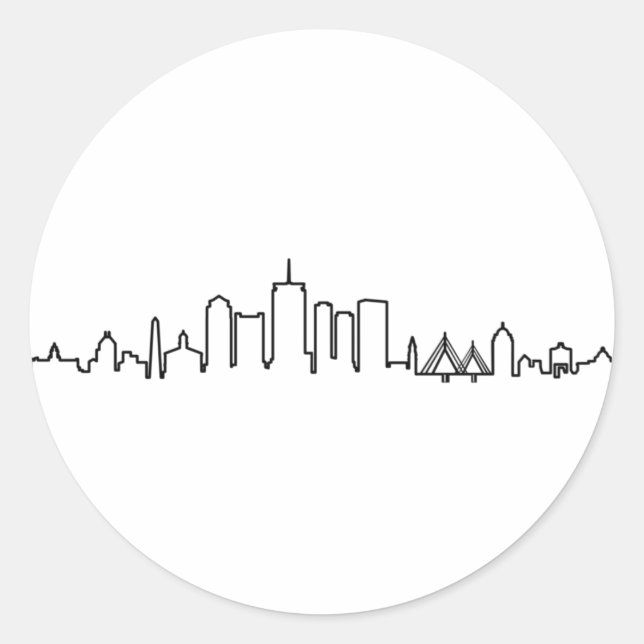 BOSTON Massachusetts USA City Skyline Silhouette Runder Aufkleber (Vorderseite)