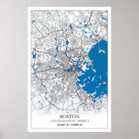 Boston Massachusetts USA Travel City Map