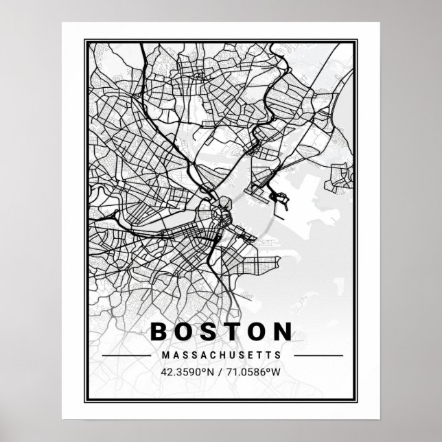 Boston Massachusetts USA Travel City Map Poster (Vorne)