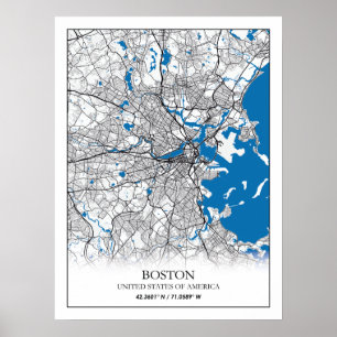 Boston Massachusetts USA Travel City Map Poster
