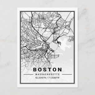 Boston Massachusetts USA Travel City Map Postkarte