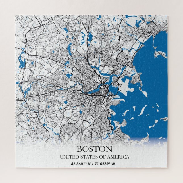 Boston Massachusetts USA Travel City Map Puzzle (Vertikal)