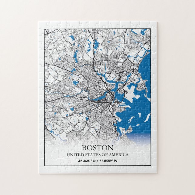 Boston Massachusetts USA Travel City Map Puzzle (Vertikal)