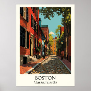 Boston Massachusetts Vintag Historic Street Art Poster