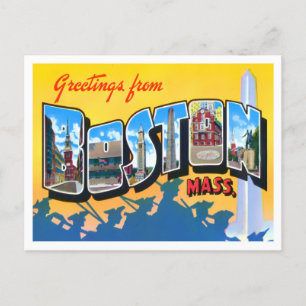 Boston, Massachusetts Vintage Big Letters Postkarte