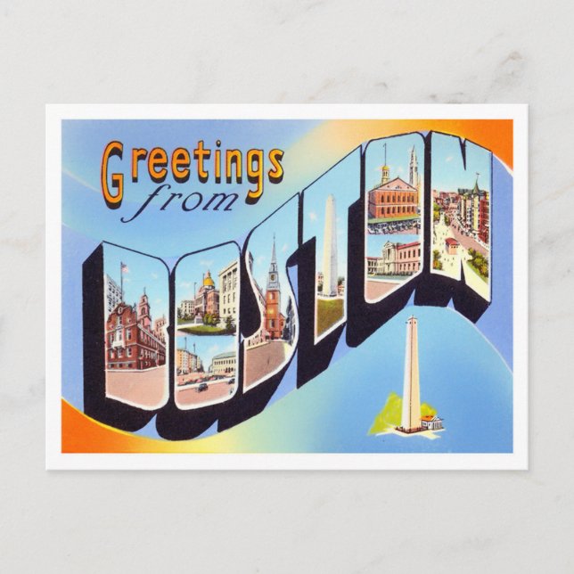 Boston, Massachusetts - Vintage Postkarte der groß (Vorderseite)