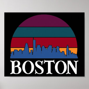 Boston Massachusetts Vintage Stadtansicht Poster