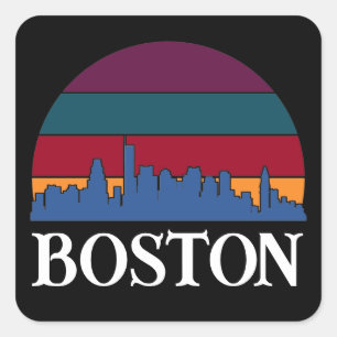 Boston Massachusetts Vintage Stadtansicht Quadratischer Aufkleber