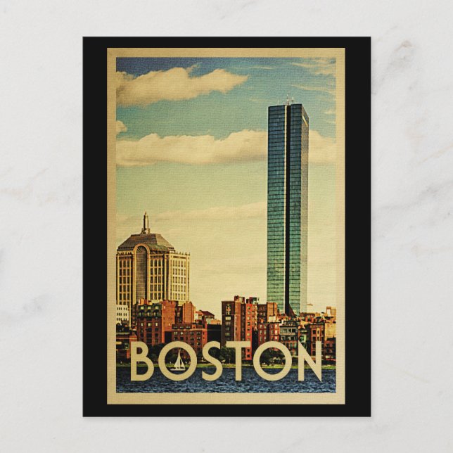 Boston Massachusetts Vintage Travel Postkarte (Vorderseite)