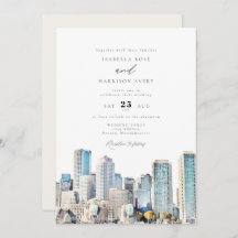 BOSTON Massachusetts Wasserfarbe Skyline Hochzeit 