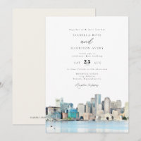 BOSTON Massachusetts Wasserfarbe Skyline Hochzeit