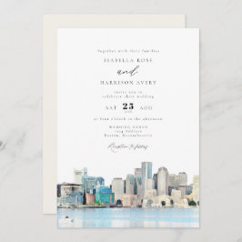 BOSTON Massachusetts Wasserfarbe Skyline Hochzeit Einladung