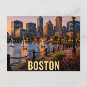 Boston Massachusetts Waterfront Reise-Geschenk Postkarte