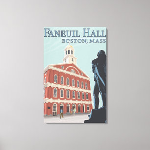 Boston, MassachusettsFaneuil Hall Ansicht Leinwanddruck