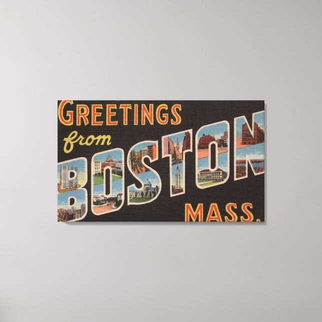 Boston, MassachusettsGroße Buchstabenszenen Leinwanddruck (Vorderseite)
