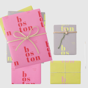 Boston Massachussetts Geschenkverpackungszubehör  Geschenkpapier Set