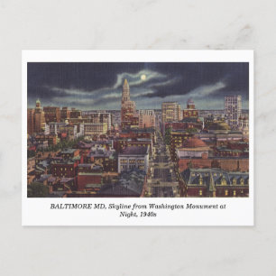 Boston MD Skyline in der Vintagen Postkarte der 40