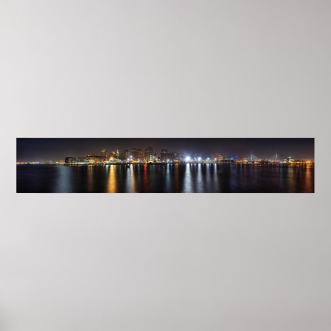 Boston Night Skyline Poster (Vorne)