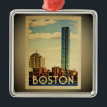 Boston Ornament Vintage Travel Skyline Aus Metall<br><div class="desc">Ein einzigartiges Boston Massachusetts Ornament mit dem Hafen mit Skyline in der Innenstadt.</div>