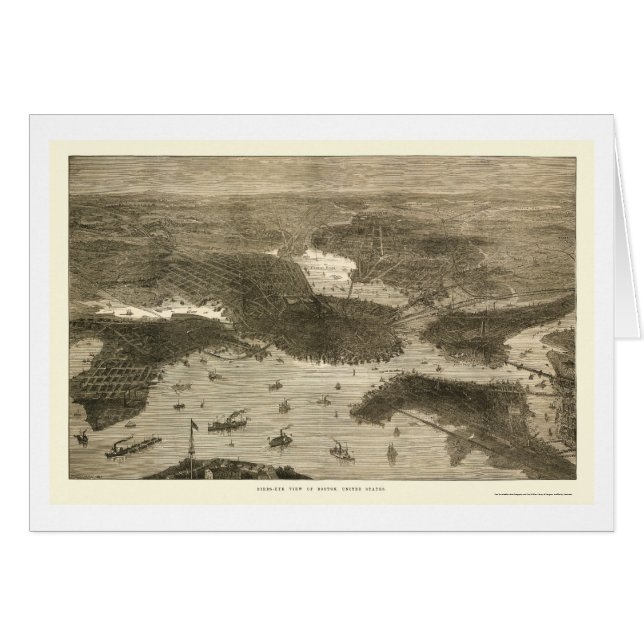 Boston, panoramische Karte MAs - 1870s (Vorderseite (Horizontal))