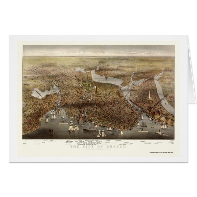 Boston, panoramische Karte MAs - 1873 (Vorderseite (Horizontal))