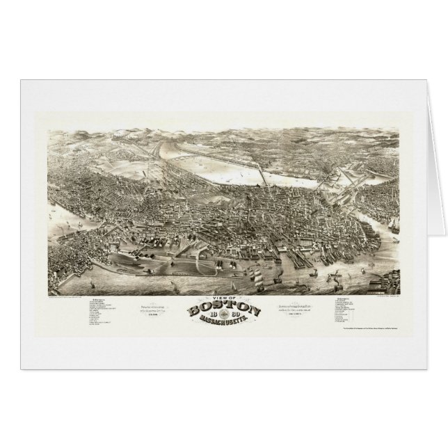 Boston, panoramische Karte MAs - 1880 (Vorderseite (Horizontal))