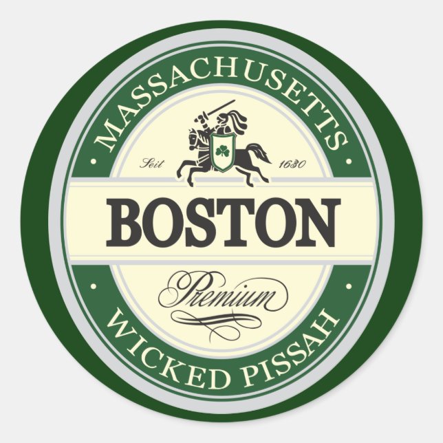 Boston - Pissah Runder Aufkleber (Vorderseite)