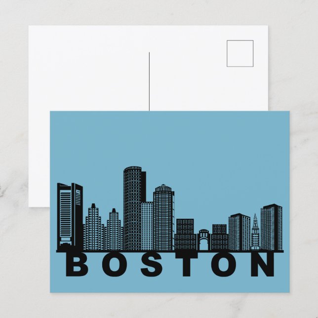 Boston Postcard – Iconic Skyline Silhouette  Postkarte (Vorne/Hinten)