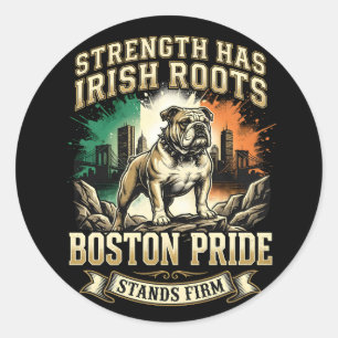 Boston Pride Irish Roots Bulldogge Runder Aufkleber
