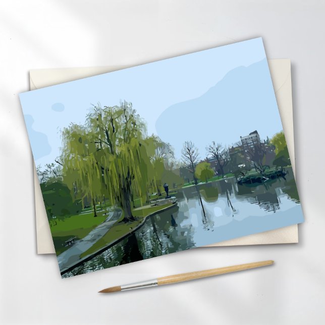 Boston Public Garden Massachusetts Painting Card (Von Creator hochgeladen)