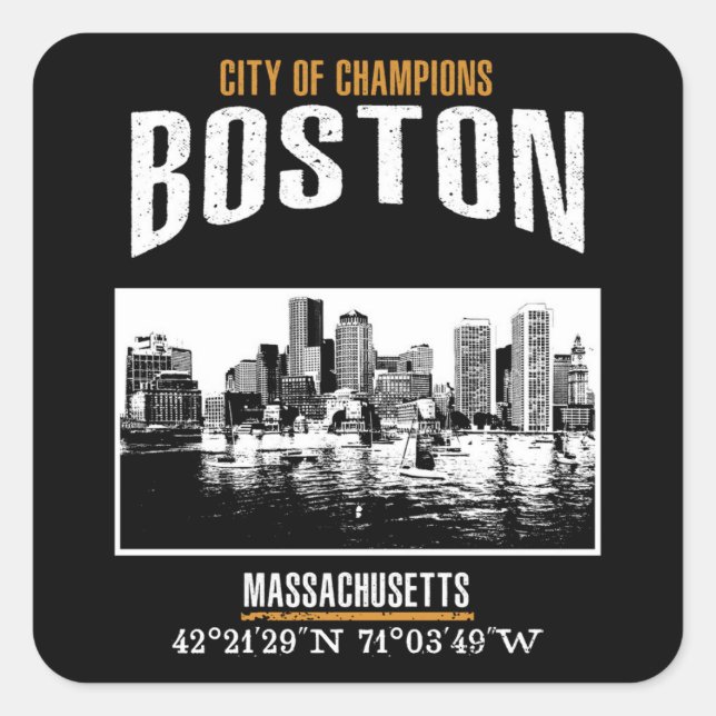 Boston Quadratischer Aufkleber (Vorderseite)