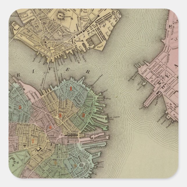Boston Quadratischer Aufkleber (Vorderseite)