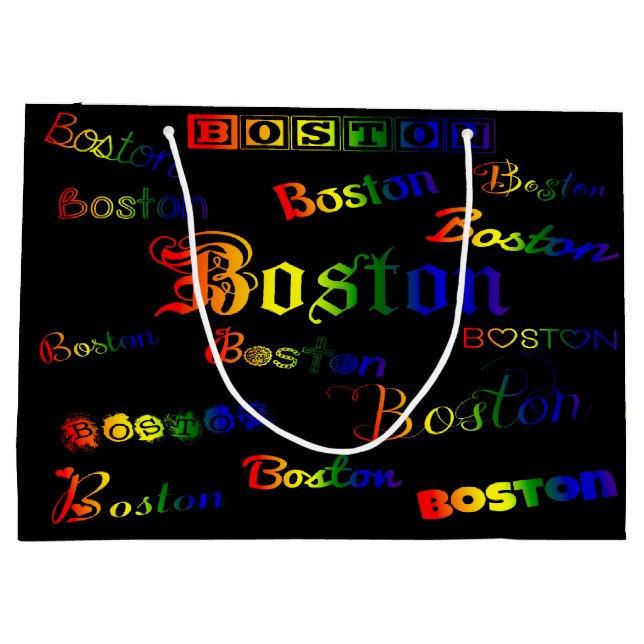 Boston Rainbow Schriftartes Große Geschenktüte (Rückseite)