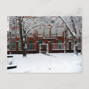 Boston Red School House im weißen Winter Schnee Postkarte