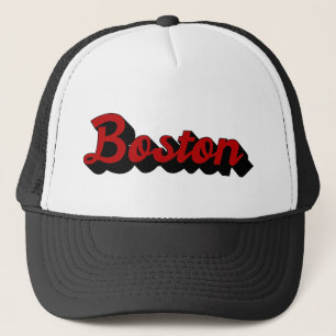 Boston Red und Black Truckerkappe
