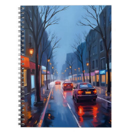 Boston Regen | Stadtstraße in Massachusetts Downto Notizblock