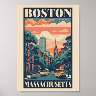 Boston-Reise im Vintage-Stil Poster