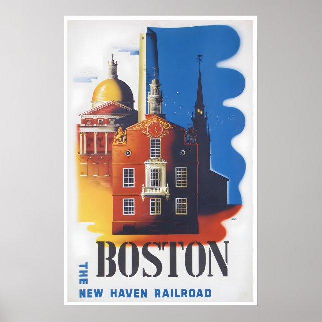 Boston Reiseplakat Massachusetts Kunstdruck Poster (Vorne)