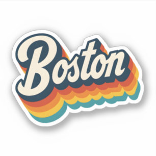 Boston Retro Groovy 70er Regenbogen-Schicht-Text Aufkleber