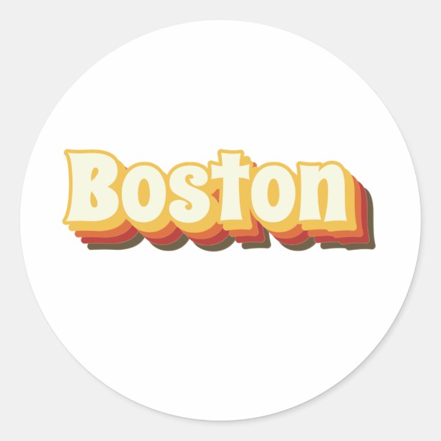 Boston Retro Vintager Text Runder Aufkleber (Vorderseite)