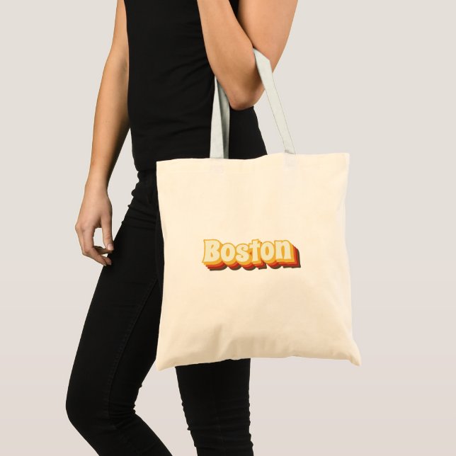 Boston Retro Vintager Text Tragetasche (Vorderseite (Produkt))