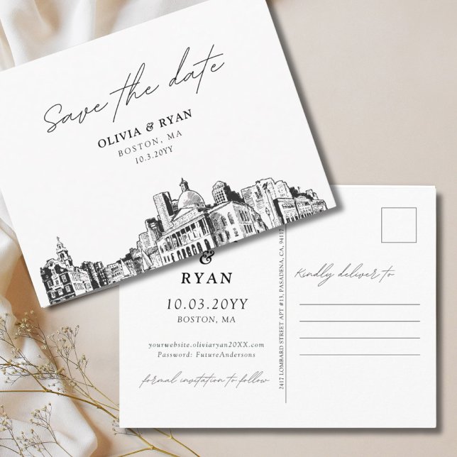 Boston Save the Date PostkartenWedding Postkarte (Boston Save the Date Postcard Wedding
)