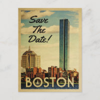 Boston Save the Date Vintage Postkarten